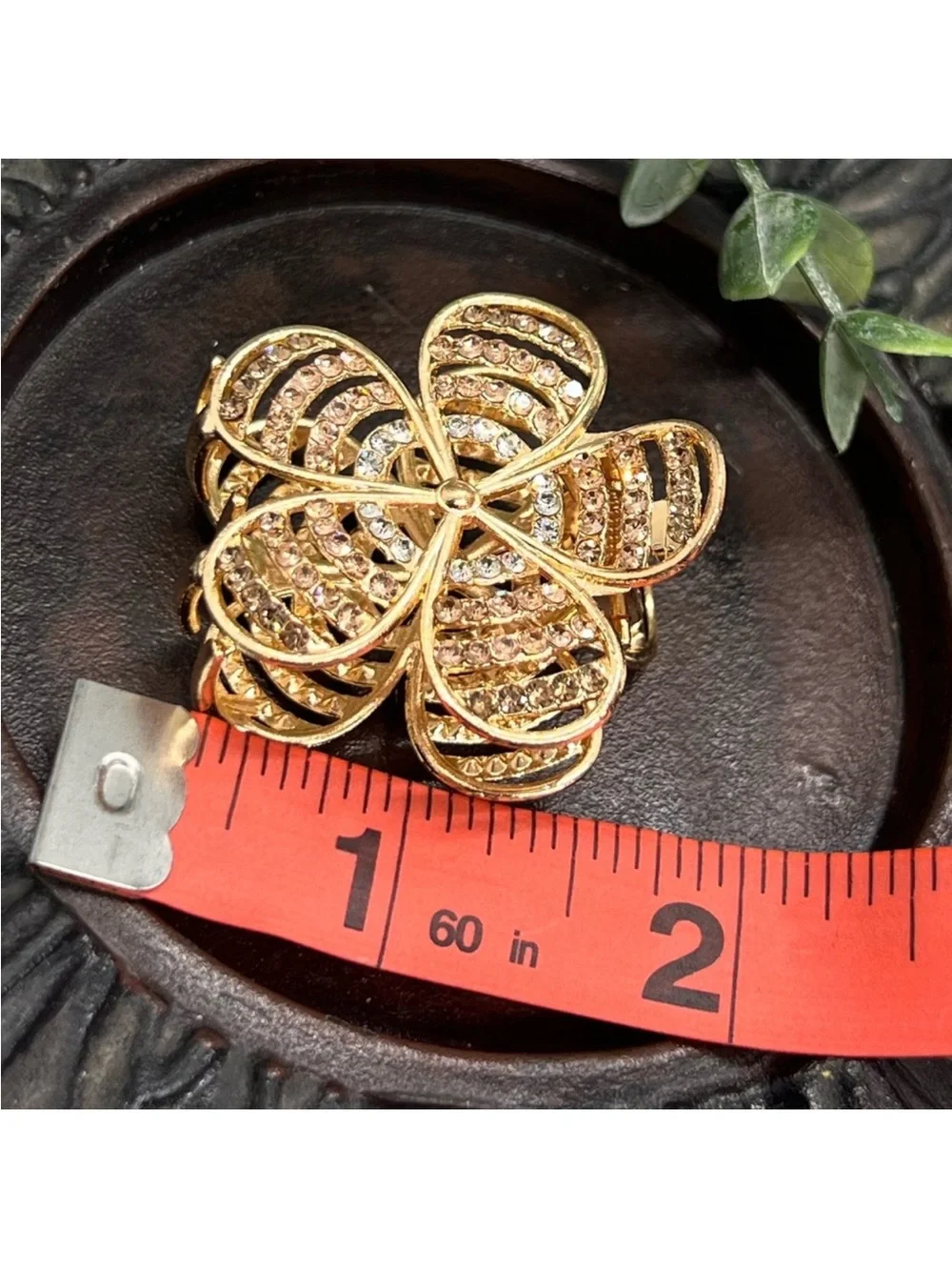 Gold Floral Rhinestone Hair Clip - Sparkling-Petal Design FINAL PRICE DROP